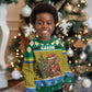 Gabon Christmas Kid Ugly Christmas Sweater Pixel Art Elephant Santa Christmas Tree and Flag - African Pride