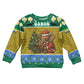Gabon Christmas Kid Ugly Christmas Sweater Pixel Art Elephant Santa Christmas Tree and Flag - African Pride