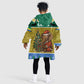 Gabon Christmas Kid Wearable Blanket Hoodie Pixel Art Elephant Santa Christmas Tree and Flag - African Pride