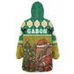 Gabon Christmas Kid Wearable Blanket Hoodie Pixel Art Elephant Santa Christmas Tree and Flag - African Pride