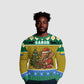 Gabon Christmas Ugly Christmas Sweater Pixel Art Elephant Santa Christmas Tree and Flag - African Pride