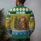 Gabon Christmas Ugly Christmas Sweater Pixel Art Elephant Santa Christmas Tree and Flag - African Pride
