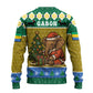 Gabon Christmas Ugly Christmas Sweater Pixel Art Elephant Santa Christmas Tree and Flag - African Pride