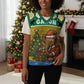 Gabon Christmas Knitted V-Neck Vest Pixel Art Elephant Santa Christmas Tree and Flag - African Pride