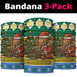 Gabon Christmas Neck Gaiter Pixel Art Elephant Santa Christmas Tree and Flag - African Pride
