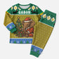 Gabon Christmas Pajama Set Pixel Art Elephant Santa Christmas Tree and Flag - African Pride
