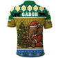 Gabon Christmas Polo Shirt Pixel Art Elephant Santa Christmas Tree and Flag - African Pride