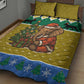 Gabon Christmas Quilt Bed Set Pixel Art Elephant Santa Christmas Tree and Flag - African Pride