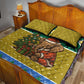 Gabon Christmas Quilt Bed Set Pixel Art Elephant Santa Christmas Tree and Flag - African Pride