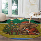Gabon Christmas Round Carpet Pixel Art Elephant Santa Christmas Tree and Flag - African Pride