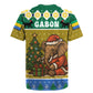 Gabon Christmas Rugby Jersey Pixel Art Elephant Santa Christmas Tree and Flag - African Pride