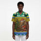 Gabon Christmas Scrub Top Pixel Art Elephant Santa Christmas Tree and Flag - African Pride