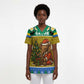 Gabon Christmas Scrub Top Pixel Art Elephant Santa Christmas Tree and Flag - African Pride