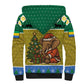 Gabon Christmas Sherpa Hoodie Pixel Art Elephant Santa Christmas Tree and Flag - African Pride