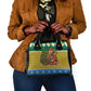 Gabon Christmas Shoulder Handbag Pixel Art Elephant Santa Christmas Tree and Flag - African Pride