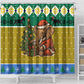 Gabon Christmas Shower Curtain Pixel Art Elephant Santa Christmas Tree and Flag - African Pride