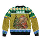 Gabon Christmas Sleeve Zip Bomber Jacket Pixel Art Elephant Santa Christmas Tree and Flag - African Pride