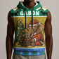Gabon Christmas Sleeveless Hoodie Pixel Art Elephant Santa Christmas Tree and Flag - African Pride