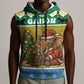 Gabon Christmas Sleeveless Zip Hoodie Pixel Art Elephant Santa Christmas Tree and Flag - African Pride