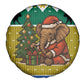 Gabon Christmas Spare Tire Cover Pixel Art Elephant Santa Christmas Tree and Flag - African Pride