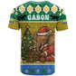Gabon Christmas T shirt Pixel Art Elephant Santa Christmas Tree and Flag - African Pride