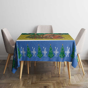 Gabon Christmas Tablecloth Pixel Art Elephant Santa Christmas Tree and Flag - African Pride