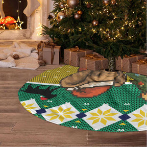 Gabon Christmas Tree Skirt Pixel Art Elephant Santa Christmas Tree and Flag - African Pride