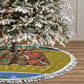 Gabon Christmas Tree Skirt Pixel Art Elephant Santa Christmas Tree and Flag - African Pride