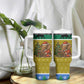 Gabon Christmas Tumbler With Handle Pixel Art Elephant Santa Christmas Tree and Flag - African Pride