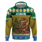 Gabon Christmas Zip Hoodie Pixel Art Elephant Santa Christmas Tree and Flag - African Pride