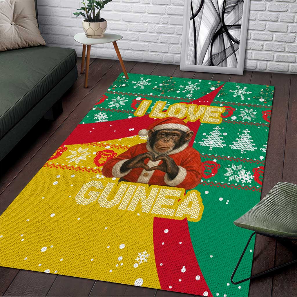 Guinea Christmas Area Rug Santa Chimpanzee Heart Hands and Snowflake - African Pride
