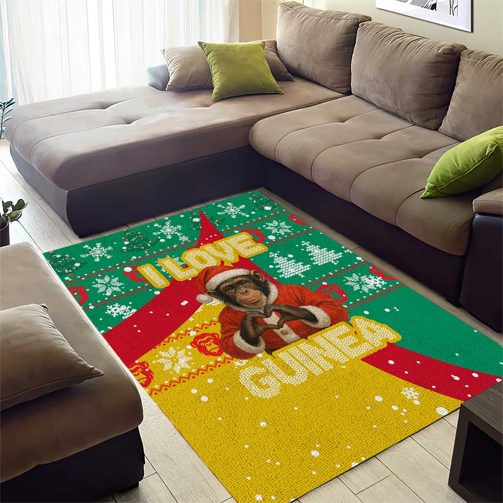 Guinea Christmas Area Rug Santa Chimpanzee Heart Hands and Snowflake - African Pride