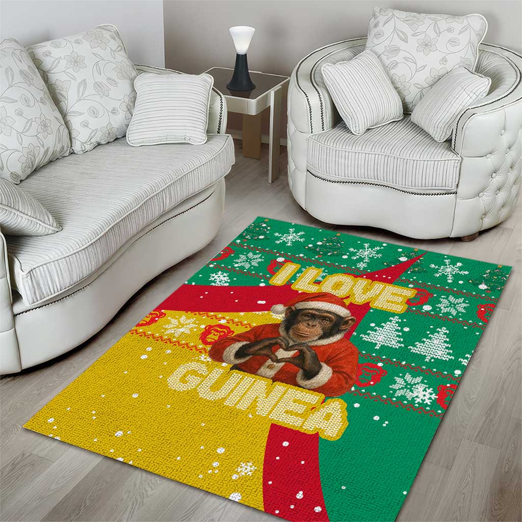 Guinea Christmas Area Rug Santa Chimpanzee Heart Hands and Snowflake - African Pride