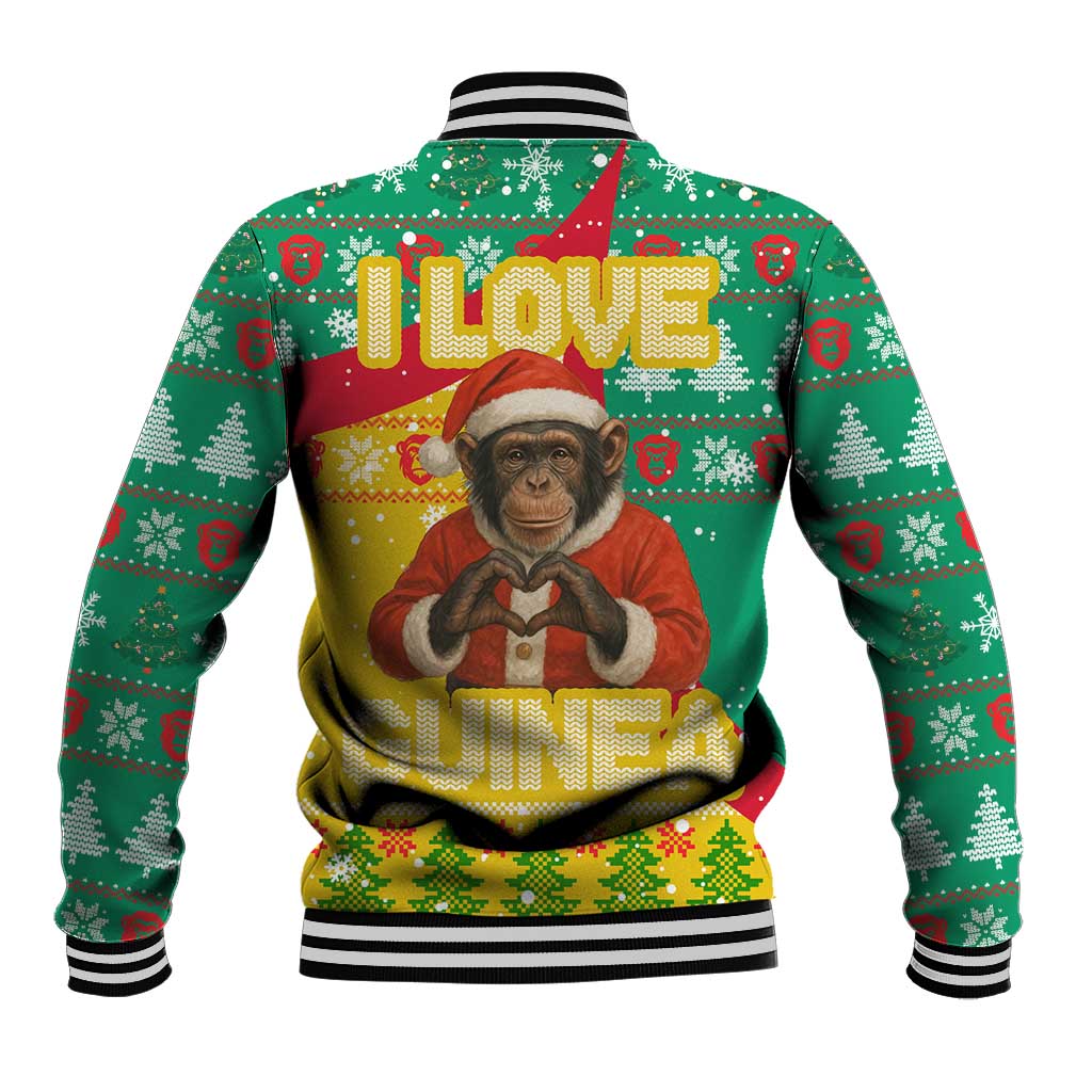 Guinea Christmas Baseball Jacket Santa Chimpanzee Heart Hands and Snowflake - African Pride