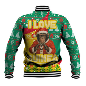 Guinea Christmas Baseball Jacket Santa Chimpanzee Heart Hands and Snowflake - African Pride