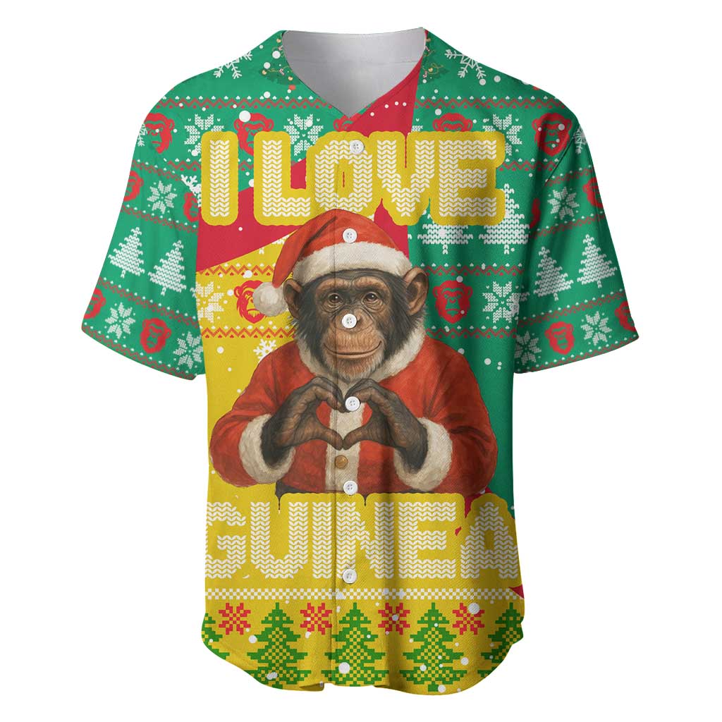 Guinea Christmas Baseball Jersey Santa Chimpanzee Heart Hands and Snowflake - African Pride