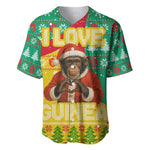 Guinea Christmas Baseball Jersey Santa Chimpanzee Heart Hands and Snowflake - African Pride