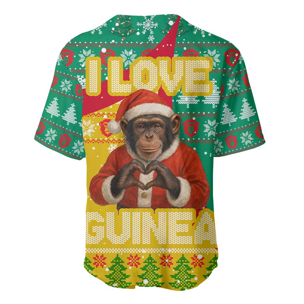 Guinea Christmas Baseball Jersey Santa Chimpanzee Heart Hands and Snowflake - African Pride