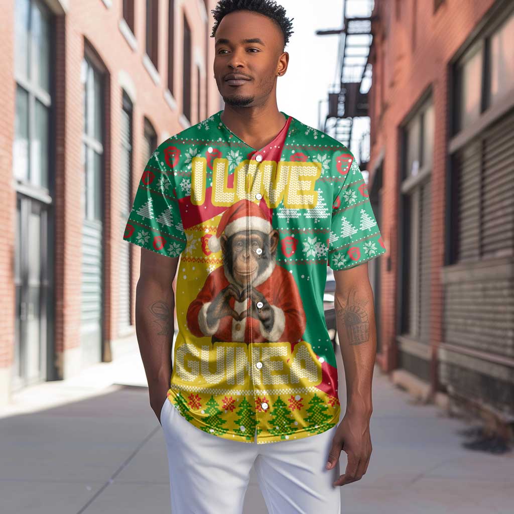 Guinea Christmas Baseball Jersey Santa Chimpanzee Heart Hands and Snowflake - African Pride