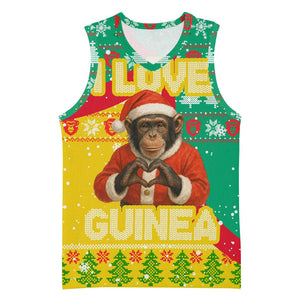 Guinea Christmas Basketball Jersey Santa Chimpanzee Heart Hands and Snowflake - African Pride