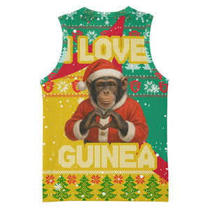 Guinea Christmas Basketball Jersey Santa Chimpanzee Heart Hands and Snowflake - African Pride