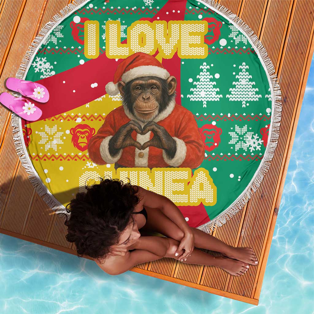 Guinea Christmas Beach Blanket Santa Chimpanzee Heart Hands and Snowflake - African Pride