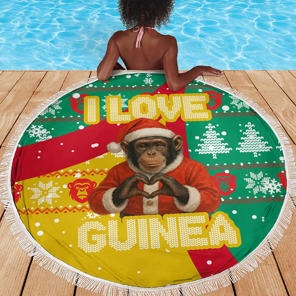 Guinea Christmas Beach Blanket Santa Chimpanzee Heart Hands and Snowflake - African Pride