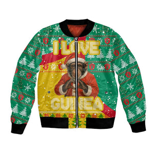 Guinea Christmas Bomber Jacket Santa Chimpanzee Heart Hands and Snowflake - African Pride