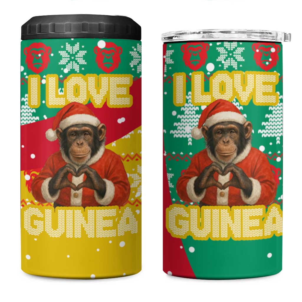 Guinea Christmas 4 in 1 Can Cooler Tumbler Santa Chimpanzee Heart Hands and Snowflake - African Pride