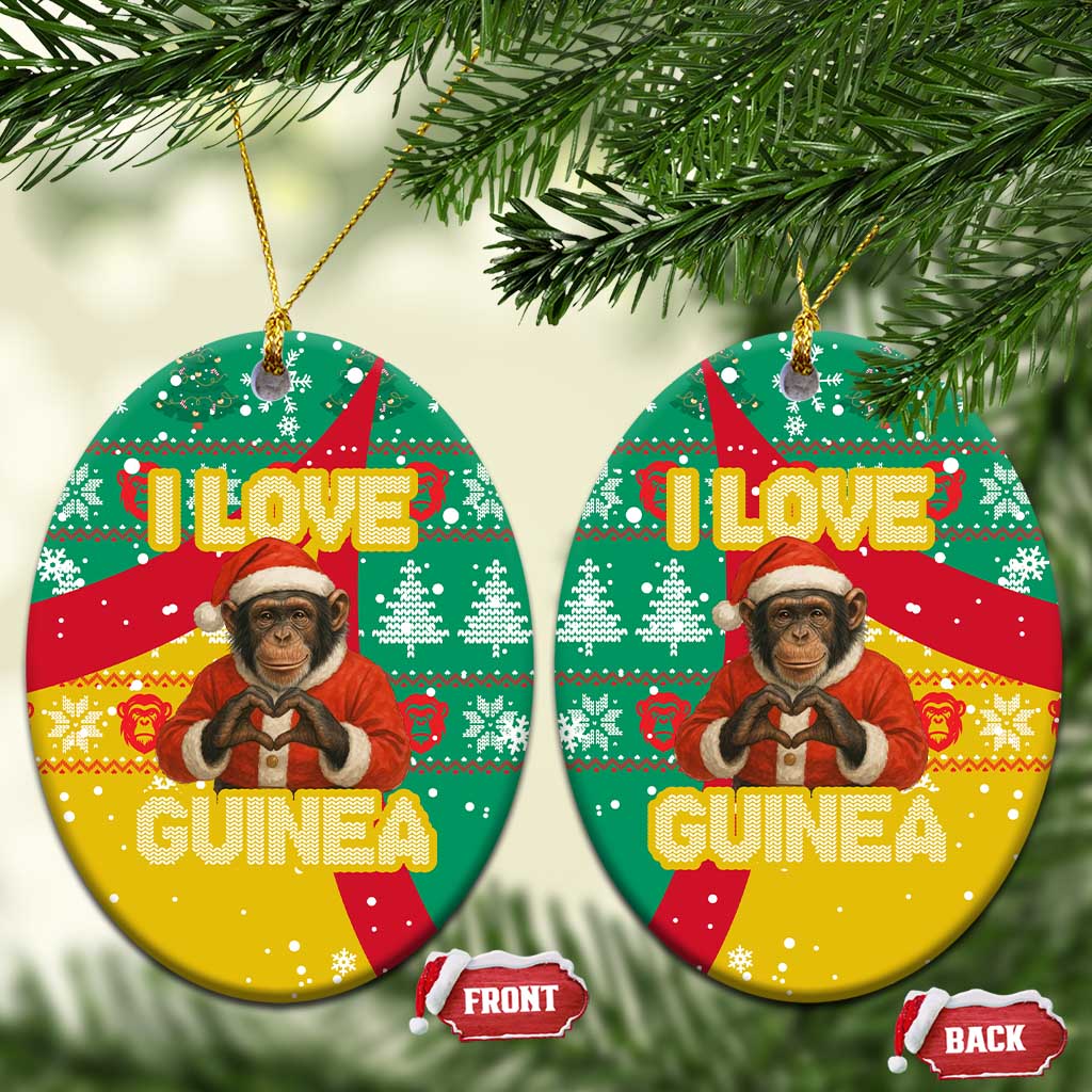 Guinea Christmas Ceramic Ornament Santa Chimpanzee Heart Hands and Snowflake - African Pride