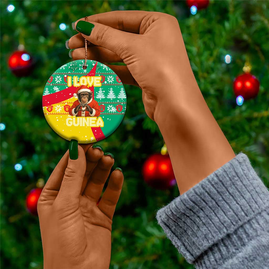 Guinea Christmas Ceramic Ornament Santa Chimpanzee Heart Hands and Snowflake - African Pride