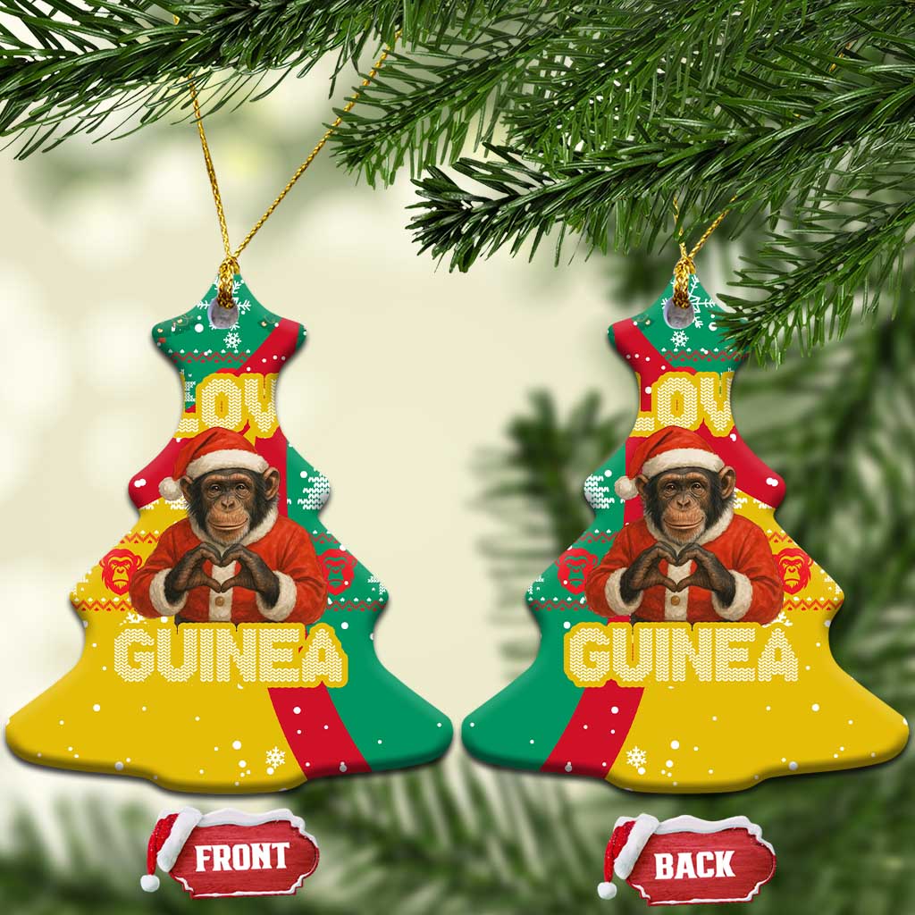 Guinea Christmas Ceramic Ornament Santa Chimpanzee Heart Hands and Snowflake - African Pride