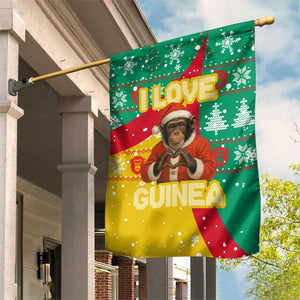 Guinea Christmas Garden Flag Santa Chimpanzee Heart Hands and Snowflake - African Pride