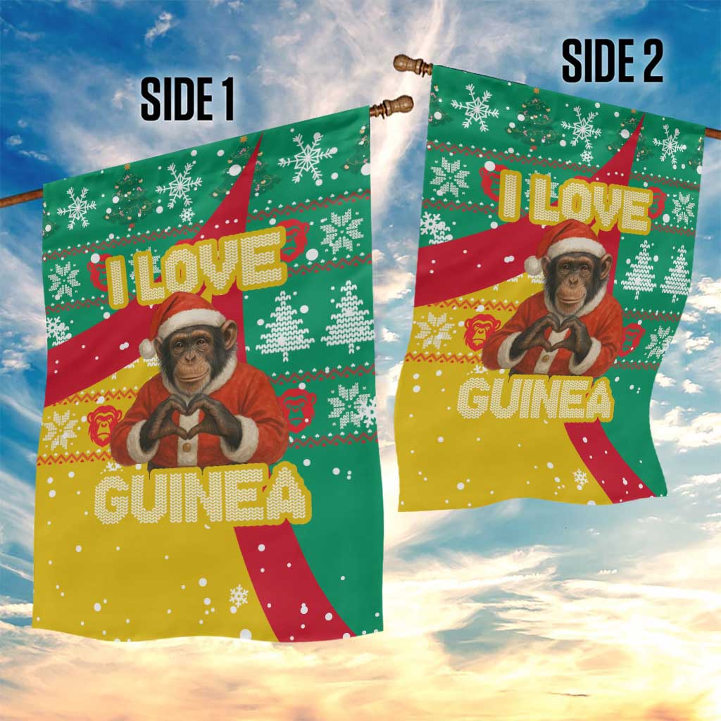 Guinea Christmas Garden Flag Santa Chimpanzee Heart Hands and Snowflake - African Pride